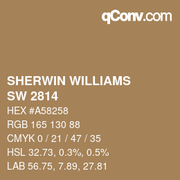 颜色代码: SHERWIN WILLIAMS<br>SW 2814 - Rookwood Antique Gold | qconv.com