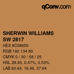 Code couleur: SHERWIN WILLIAMS<br>SW 2817 - Rookwood Amber | qconv.com