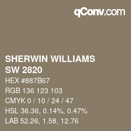 カラーコード: SHERWIN WILLIAMS<br>SW 2820 - Downing Earth | qconv.com