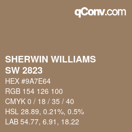 Code couleur: SHERWIN WILLIAMS<br>SW 2823 - Rookwood Clay | qconv.com