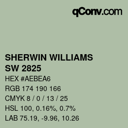 Code couleur: SHERWIN WILLIAMS<br>SW 2825 - Colonial Revival Sea Green | qconv.com