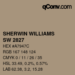 Code couleur: SHERWIN WILLIAMS<br>SW 2827 - Colonial Revival Stone | qconv.com