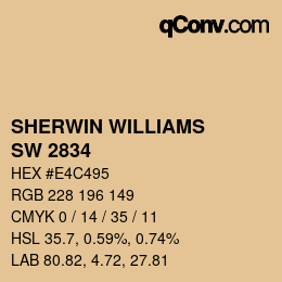 Code couleur: SHERWIN WILLIAMS<br>SW 2834 - Birdseye Maple | qconv.com