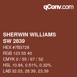 Code couleur: SHERWIN WILLIAMS<br>SW 2839 - Roycroft Copper Red | qconv.com