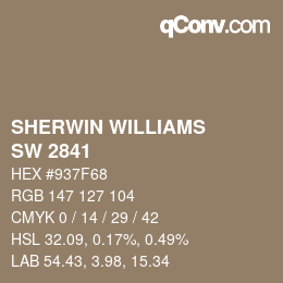 Code couleur: SHERWIN WILLIAMS<br>SW 2841 - Weathered Shingle | qconv.com