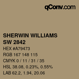 Color code: SHERWIN WILLIAMS<br>SW 2842 - Roycroft Suede | qconv.com