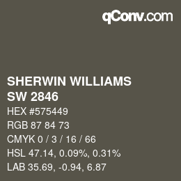 Code couleur: SHERWIN WILLIAMS<br>SW 2846 - Roycroft Bronze Green | qconv.com