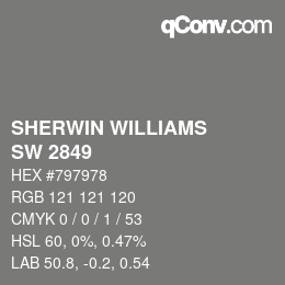 颜色代码: SHERWIN WILLIAMS<br>SW 2849 - Westchester Gray | qconv.com