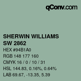 颜色代码: SHERWIN WILLIAMS<br>SW 2862 - Burma Jade | qconv.com