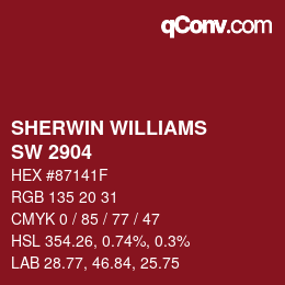 カラーコード: SHERWIN WILLIAMS<br>SW 2904 - Poppy Flower | qconv.com