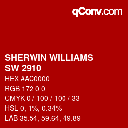 カラーコード: SHERWIN WILLIAMS<br>SW 2910 - Red Door | qconv.com