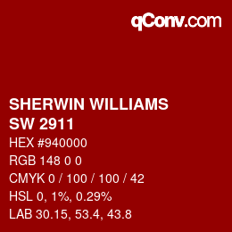 Farbcode: SHERWIN WILLIAMS<br>SW 2911 - Pompeii Red | qconv.com