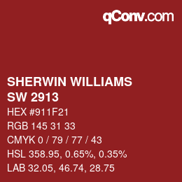 Color code: SHERWIN WILLIAMS<br>SW 2913 - Classy Red | qconv.com