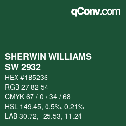 Color code: SHERWIN WILLIAMS<br>SW 2932 - Perennial Green | qconv.com