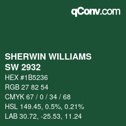 カラーコード: SHERWIN WILLIAMS<br>SW 2932 - Perennial Green | qconv.com