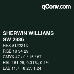 颜色代码: SHERWIN WILLIAMS<br>SW 2936 - Black Emerald | qconv.com