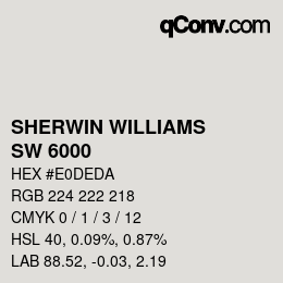 カラーコード: SHERWIN WILLIAMS<br>SW 6000 - Snowfall | qconv.com