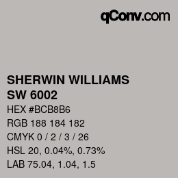 颜色代码: SHERWIN WILLIAMS<br>SW 6002 - Essential Gray | qconv.com