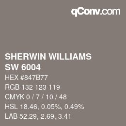 Color code: SHERWIN WILLIAMS<br>SW 6004 - Mink | qconv.com