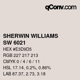 Farbcode: SHERWIN WILLIAMS<br>SW 6021 - Dreamy White | qconv.com