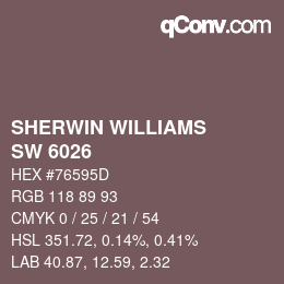 Color code: SHERWIN WILLIAMS<br>SW 6026 - River Rouge | qconv.com