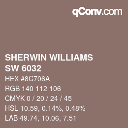 カラーコード: SHERWIN WILLIAMS<br>SW 6032 - Dutch Cocoa | qconv.com
