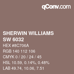 カラーコード: SHERWIN WILLIAMS<br>SW 6032 - Dutch Cocoa | qconv.com