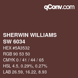 カラーコード: SHERWIN WILLIAMS<br>SW 6034 - Dark Auburn | qconv.com