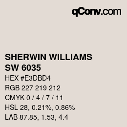 カラーコード: SHERWIN WILLIAMS<br>SW 6035 - Gauzy White | qconv.com