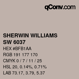 颜色代码: SHERWIN WILLIAMS<br>SW 6037 - Temperate Taupe | qconv.com
