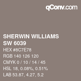 颜色代码: SHERWIN WILLIAMS<br>SW 6039 - Poised Taupe | qconv.com