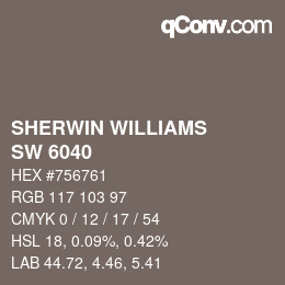 颜色代码: SHERWIN WILLIAMS<br>SW 6040 - Nutshell | qconv.com