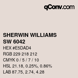 颜色代码: SHERWIN WILLIAMS<br>SW 6042 - Hush White | qconv.com