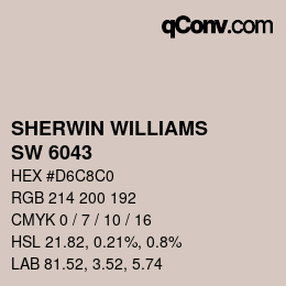 カラーコード: SHERWIN WILLIAMS<br>SW 6043 - Unfussy Beige | qconv.com