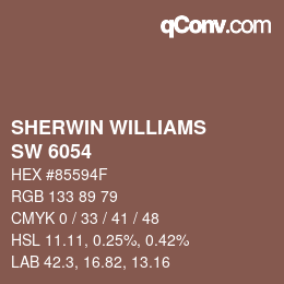 颜色代码: SHERWIN WILLIAMS<br>SW 6054 - Canyon Clay | qconv.com