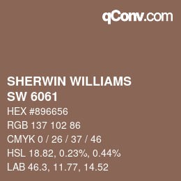 カラーコード: SHERWIN WILLIAMS<br>SW 6061 - Tanbark | qconv.com