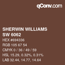 颜色代码: SHERWIN WILLIAMS<br>SW 6062 - Vintage Leather | qconv.com