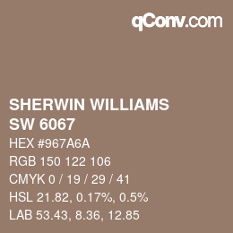 颜色代码: SHERWIN WILLIAMS<br>SW 6067 - Mocha | qconv.com