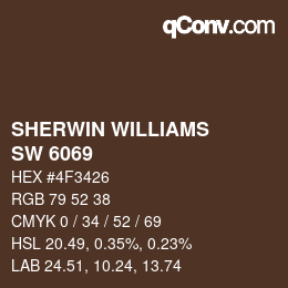 颜色代码: SHERWIN WILLIAMS<br>SW 6069 - French Roast | qconv.com