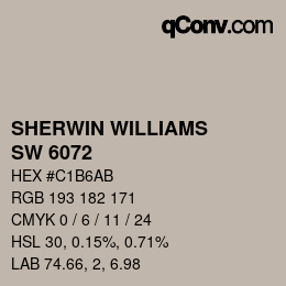 カラーコード: SHERWIN WILLIAMS<br>SW 6072 - Versatile Gray | qconv.com