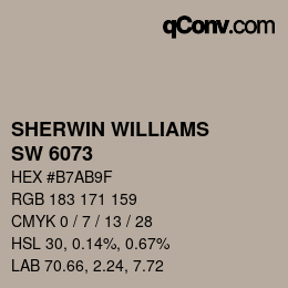 カラーコード: SHERWIN WILLIAMS<br>SW 6073 - Perfect Greige | qconv.com