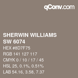 颜色代码: SHERWIN WILLIAMS<br>SW 6074 - Spalding Gray | qconv.com