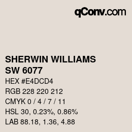 カラーコード: SHERWIN WILLIAMS<br>SW 6077 - Everyday White | qconv.com