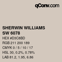 カラーコード: SHERWIN WILLIAMS<br>SW 6078 - Realist Beige | qconv.com