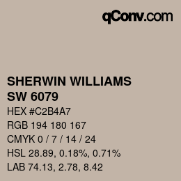 颜色代码: SHERWIN WILLIAMS<br>SW 6079 - Diverse Beige | qconv.com