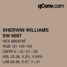 颜色代码: SHERWIN WILLIAMS<br>SW 6087 - Trusty Tan | qconv.com