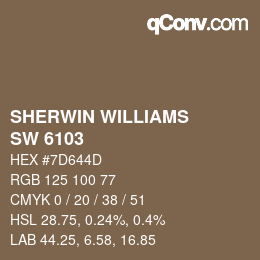 カラーコード: SHERWIN WILLIAMS<br>SW 6103 - Tea Chest | qconv.com