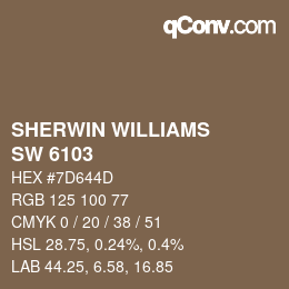 カラーコード: SHERWIN WILLIAMS<br>SW 6103 - Tea Chest | qconv.com