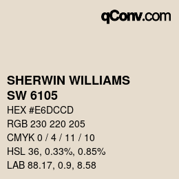 颜色代码: SHERWIN WILLIAMS<br>SW 6105 - Divine White | qconv.com