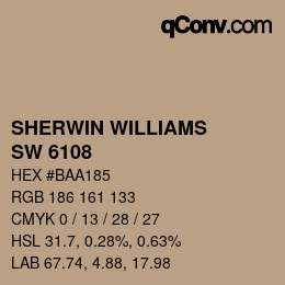 颜色代码: SHERWIN WILLIAMS<br>SW 6108 - Latte | qconv.com